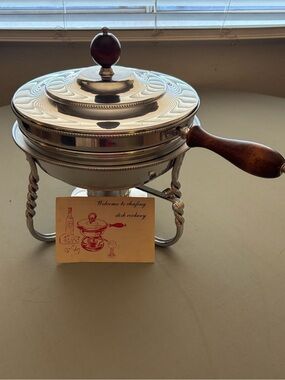 Vintage Buehner-Wanner 2.5 quart Sterno Chafing Dish with Wood Handle